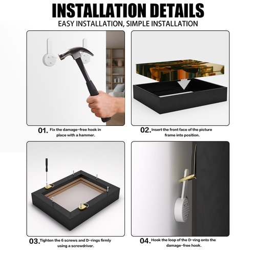 Canvas Floater Frame Fits 1”–1.25”Deep Gallery-Wrapped Canvas, Floating Picture Frame for Wall Art, Posters, Oil Paintings and Prints, PS Wood Grain Look Frames with Hanging kit 12X24 inch Black