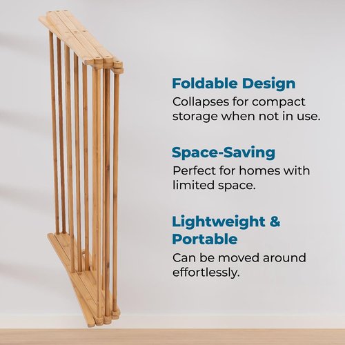 Honey-Can-Do Collapsible Bamboo Drying Rack - Sturdy, Space-Saving & Portable for Air-Drying Clothes, Towels & More