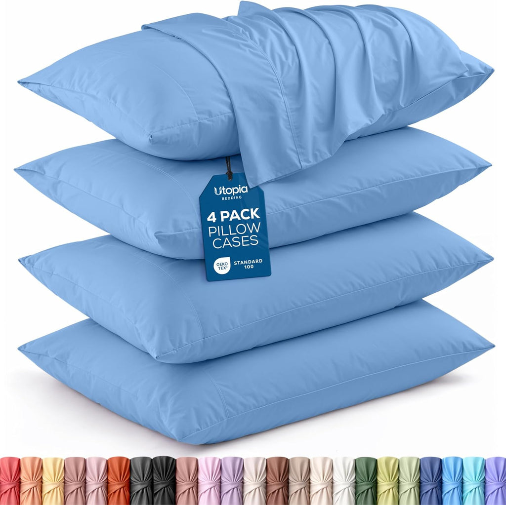 Utopia Bedding Queen Pillowcases - Soft Brushed Microfiber - 4 Pack, Fade Resistant | Dutch Blue 20 x 30 Inches