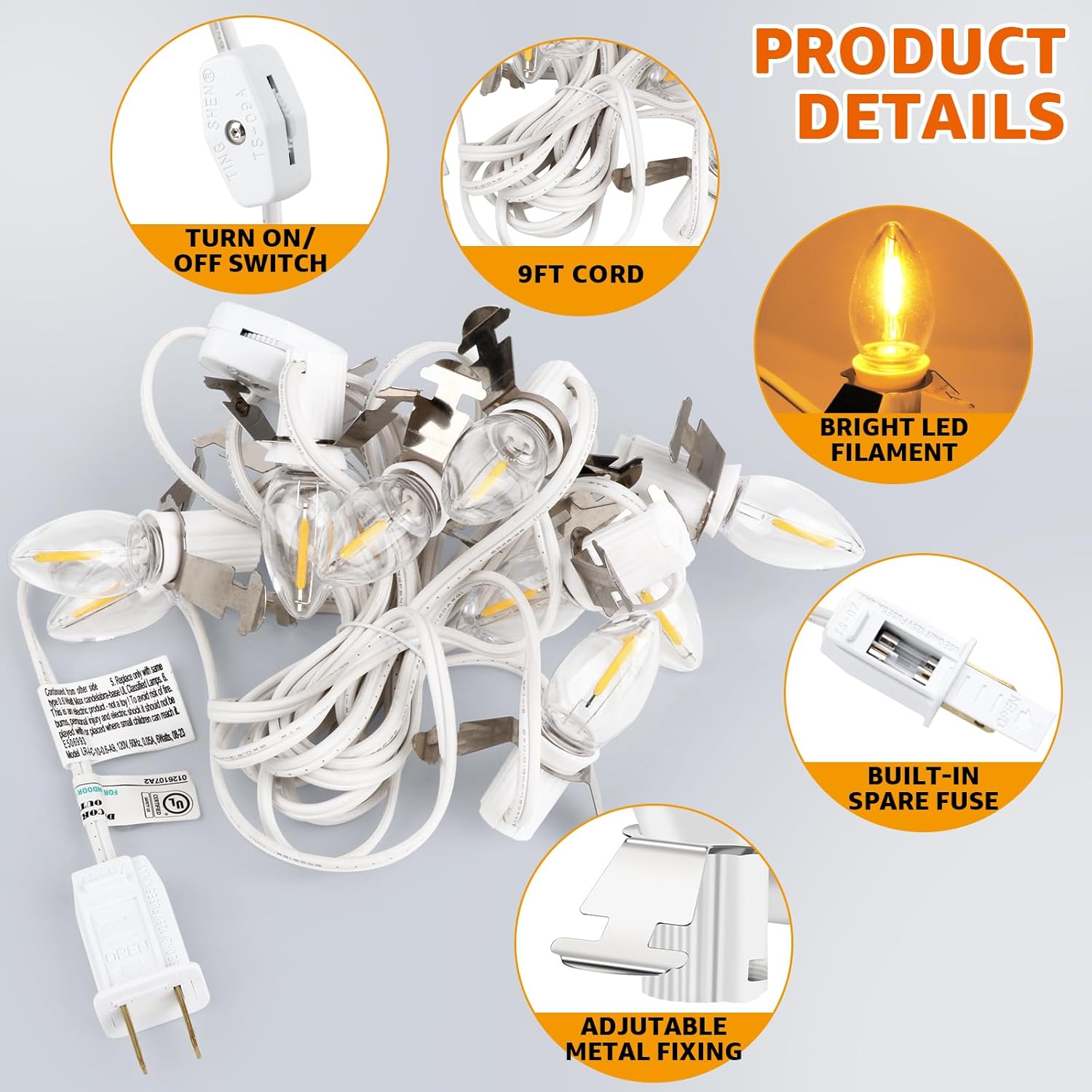 Skiennix Christmas Village Lights - 10 LED Bulbs with Clips for Festive Home Decor | Warm White