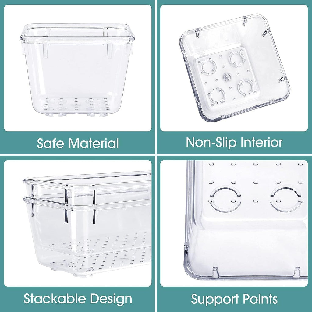 WOWBOX Clear Plastic Drawer Organizer Set - 25 PCS with 4 Sizes for Makeup, Jewelry, Gadgets | Ideal for Kitchen, Bedroom, Bathroom, Office