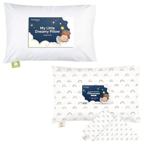 KeaBabies Toddler Pillow - Soft Cotton Baby Cushion with Pillowcase | 13x18 Inches, Machine Washable