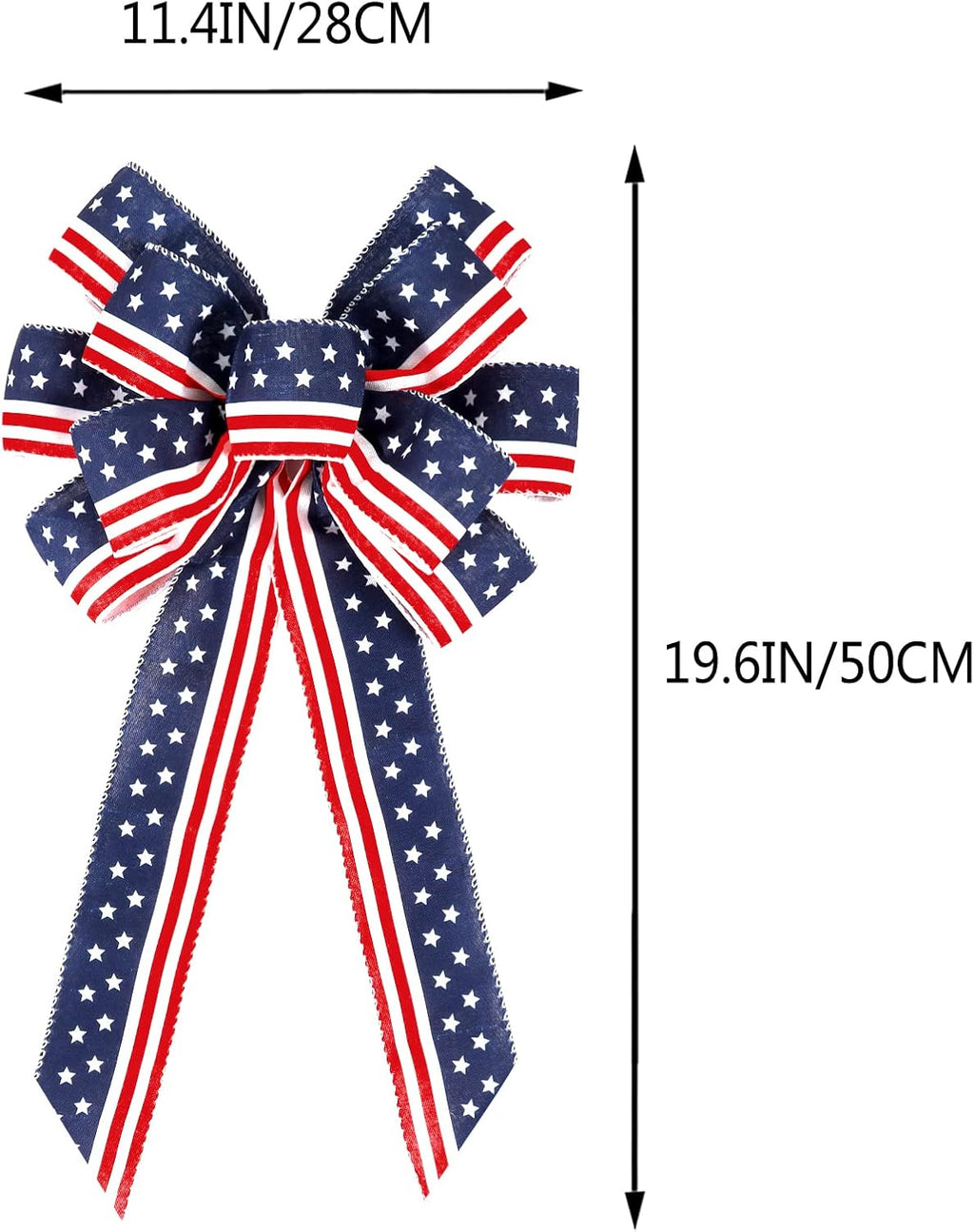 Patriotic 4th of July Decor Bow - Red, White & Blue Stripe Stars | 2 Pack Wreath & Tree Topper