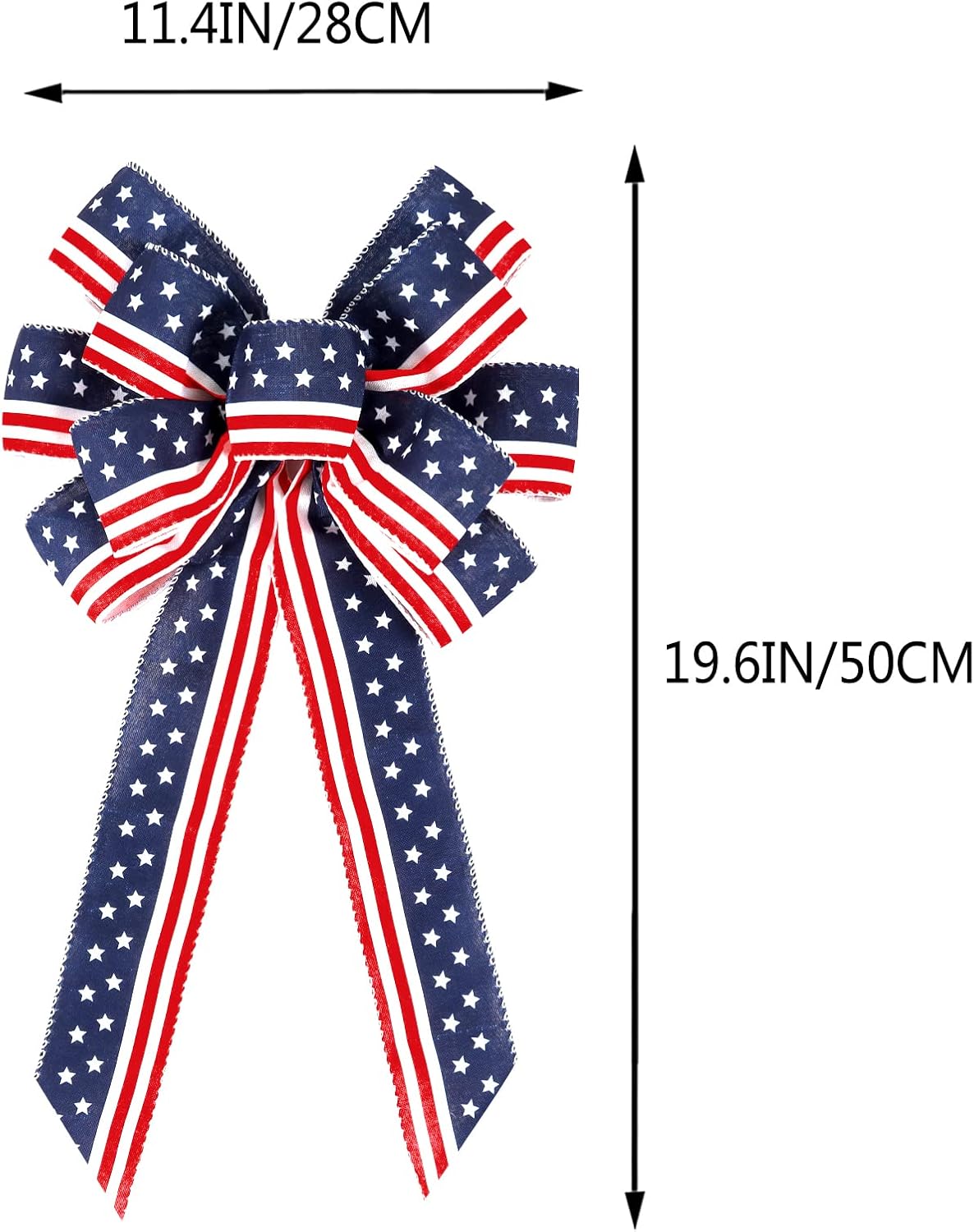 Patriotic 4th of July Decor Bow - Red, White & Blue Stripe Stars | 2 Pack Wreath & Tree Topper