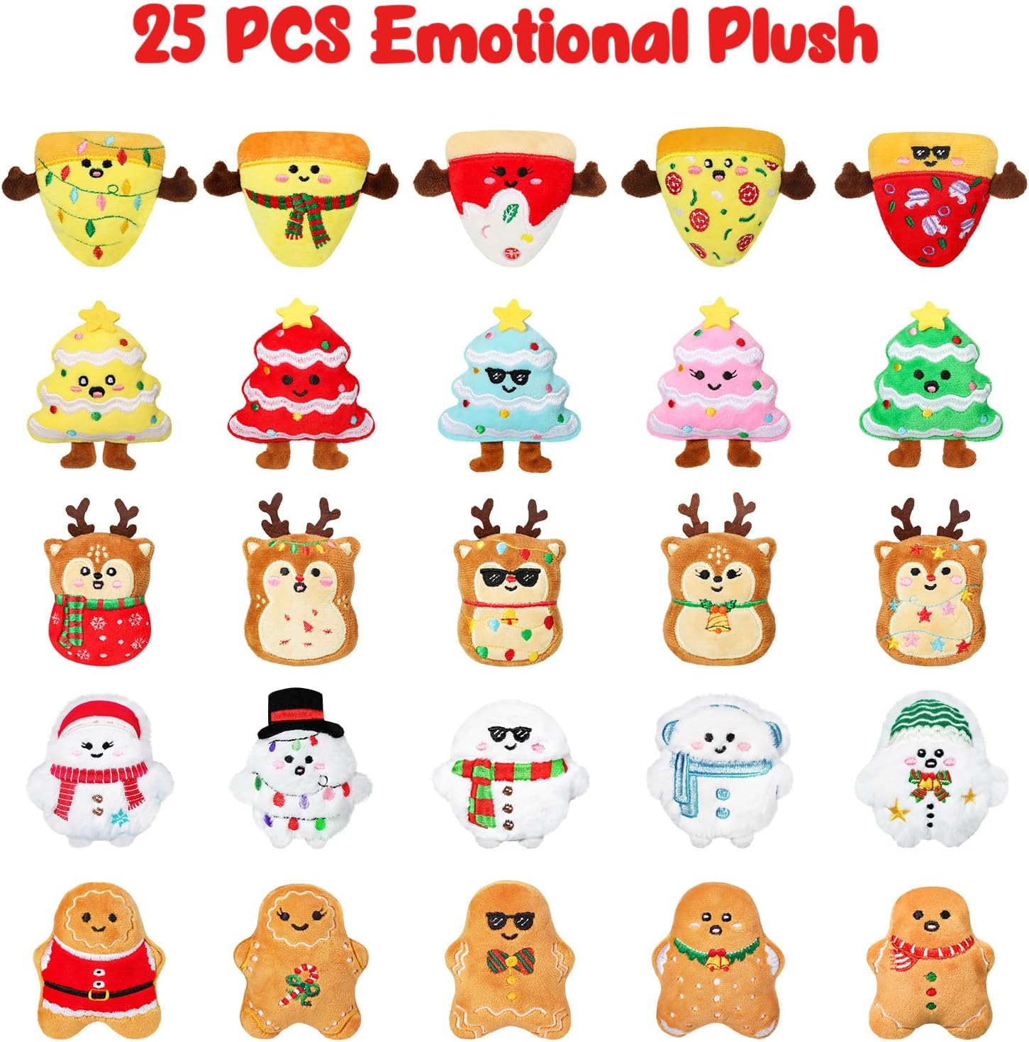 Advent Calendar 2025 - Mini Plush Advent Calendar with 25 Cute Emotional Plushies for Kids & Collectors
