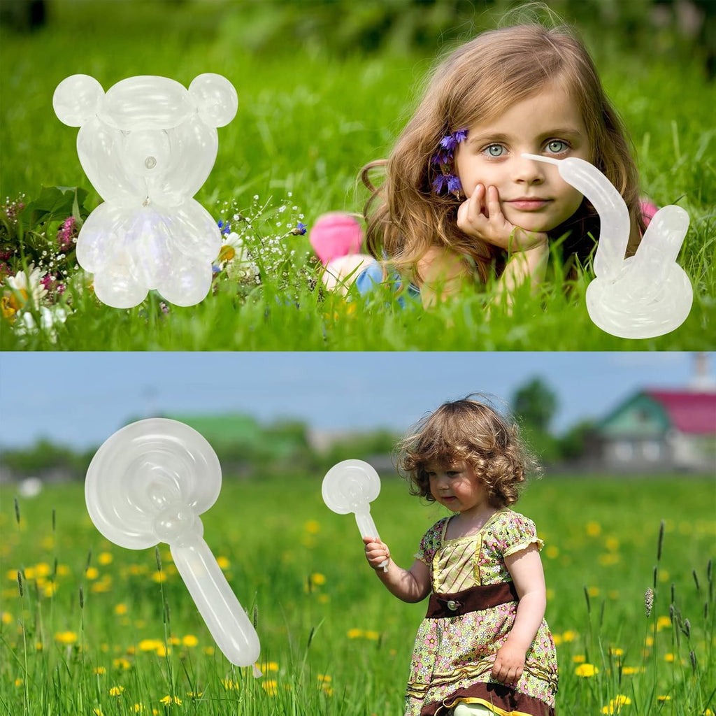 Skiennix 260 Clear Long Balloons - Thickened Latex Twisting Balloons for Animal Models | 100 Pack
