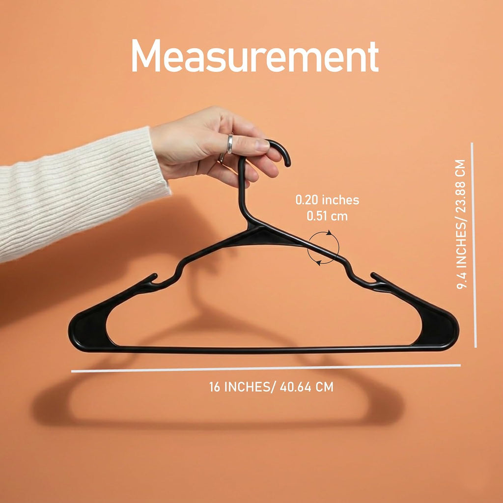 Utopia Home Plastic Hangers - Durable Space-Saving Clothes Hangers - 100 Pack in Black