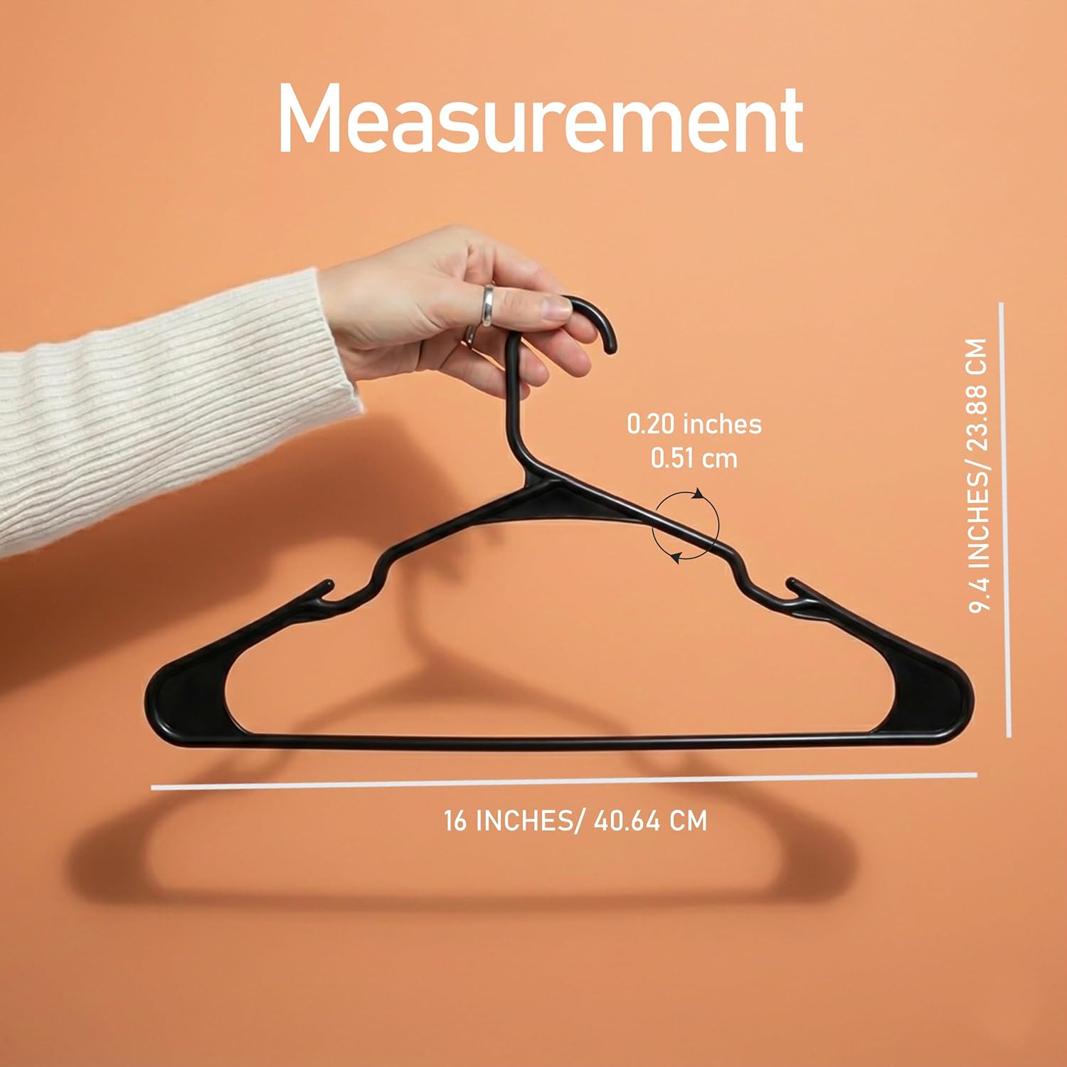 Utopia Home Plastic Hangers - Durable Space-Saving Clothes Hangers - 100 Pack in Black