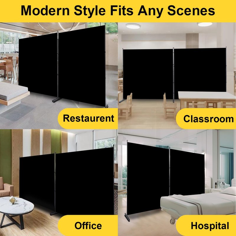 Room Divider 6FT 2 Panel Privacy Screen, 142'' Wide Fabric Indoor Room Divider Wall Divider for Room Separation, Portable Room Partitions and Dividers Freestanding Temporary Wall Room Separators