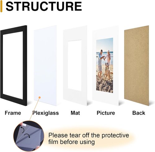 decorUhome 8x10 Picture Frame - Versatile Display for 5x7 with Mat or 8x10 Without Mat, Black