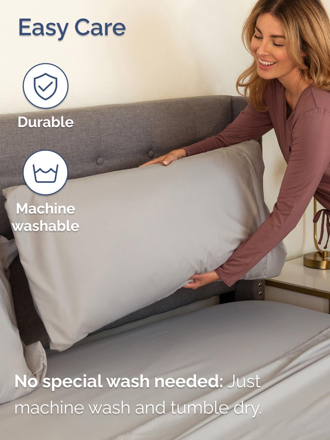 Skiennix Extra Deep Twin Sheet Set | 4-Piece Breathable Cooling Bedding - Soft, Wrinkle-Free Light Grey