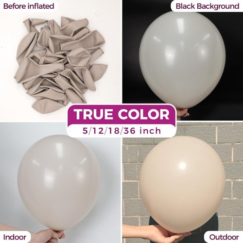 Bezente Cream Balloons - 100 Pack 12-Inch Round Latex Balloons in Beige, Ivory, and Tan for Boho Weddings & Parties