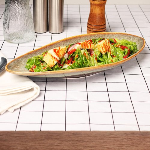 jinsongdafa Ceramic Dinner Plates Set of 4, for Bread, Pasta, Salad, sushi - Microwave, Oven and Dishwasher Safe, Scratch Resistant durable Brown Brown reactive glaze