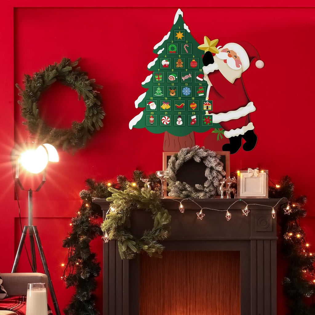 Watersay Christmas Tree Advent Calendar - Reusable Felt Countdown with 24 Pockets for Kids | Holiday Wall Decor