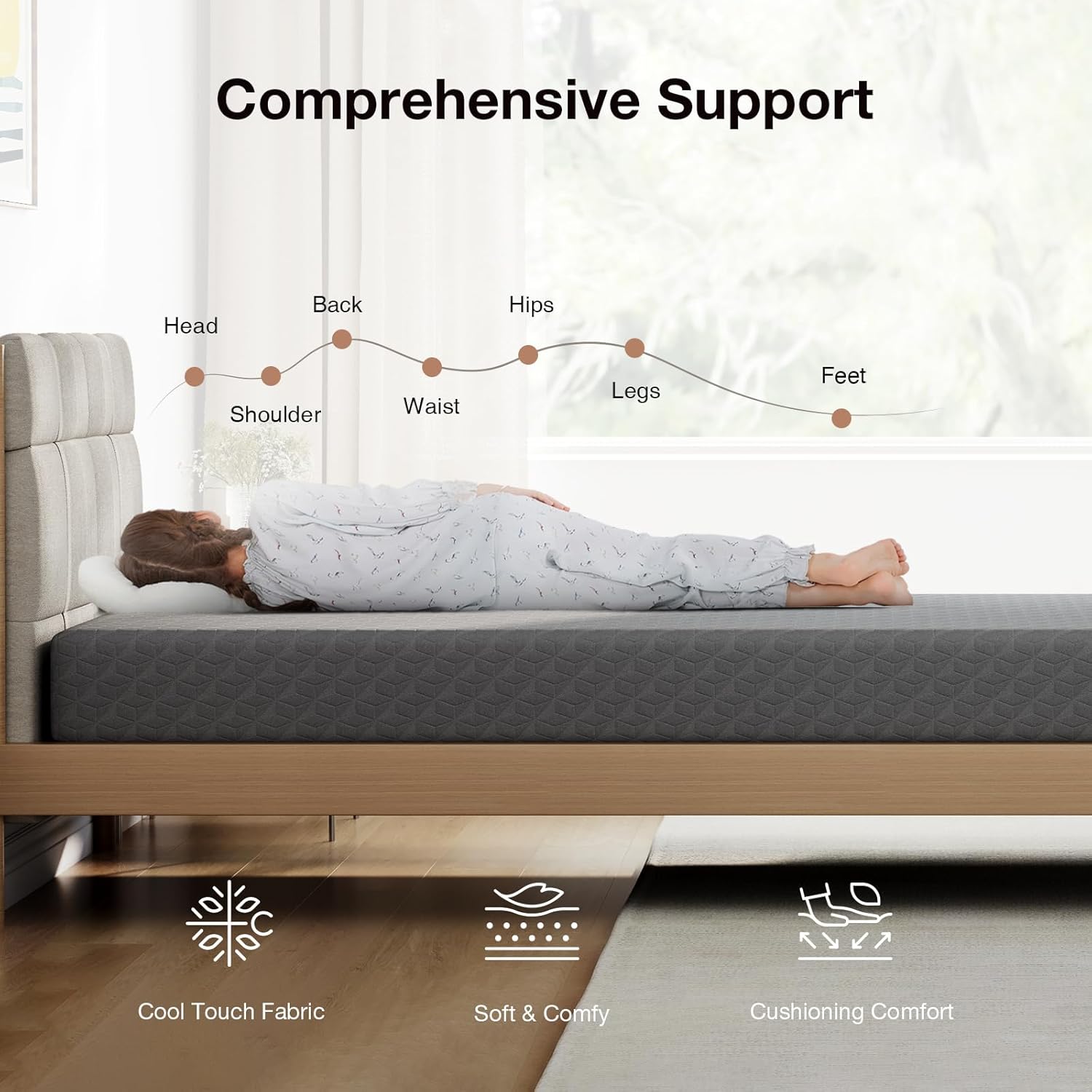 Novilla Twin Mattress - 5-Inch Gel-Infused Memory Foam for Kids | Pressure-Relieving & Cool Touch