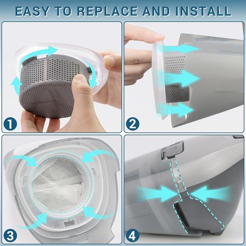 Black and Decker HNVCF10 Filter Replacement - 4 Pack for Dustbuster Hand Vacuum HNVC115, HNVC215, HNVC220