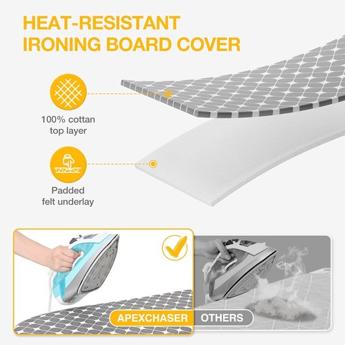 APEXCHASER Foldable Ironing Board - Portable Mini Iron Table with Heat Resistant Cover | Yellow