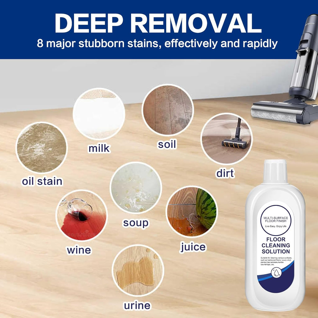 YHOVID Multi-Surface Floor Cleaning Solution - Compatible Refill for Tineco Vacuum Mop | 4 Bottles, Original Formula