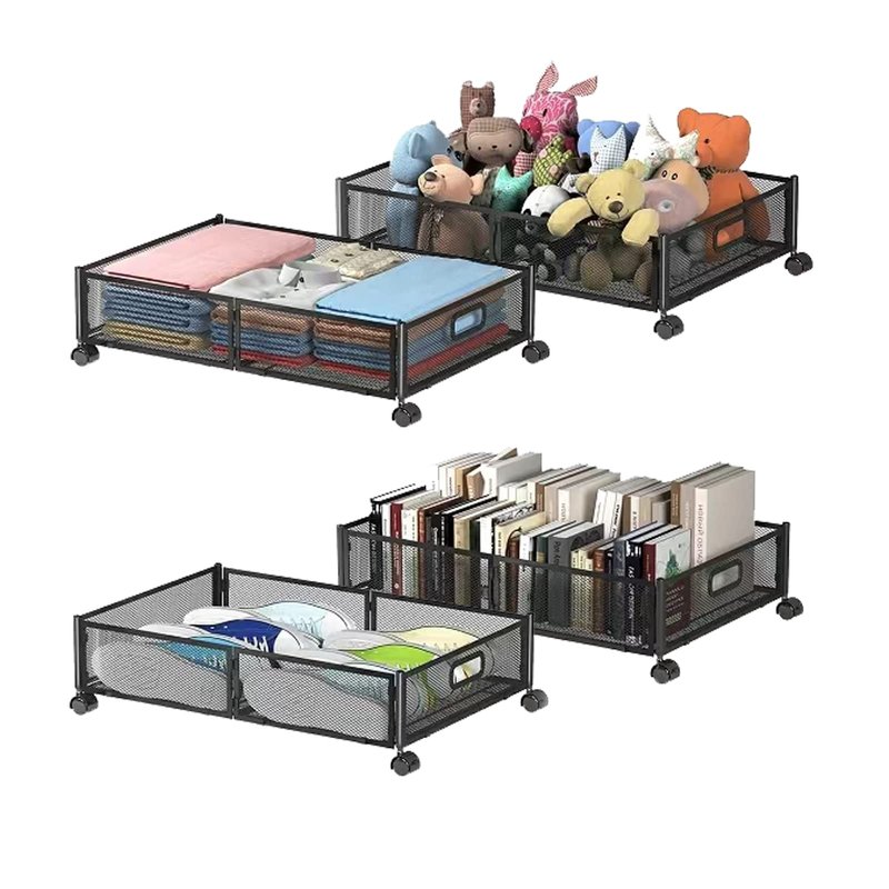 Uyokcnie Foldable Bedroom Storage Organization with Handles - Under Bed Storage Containers with Wheels - Bins Drawer for Clothes, Blankets and Shoes