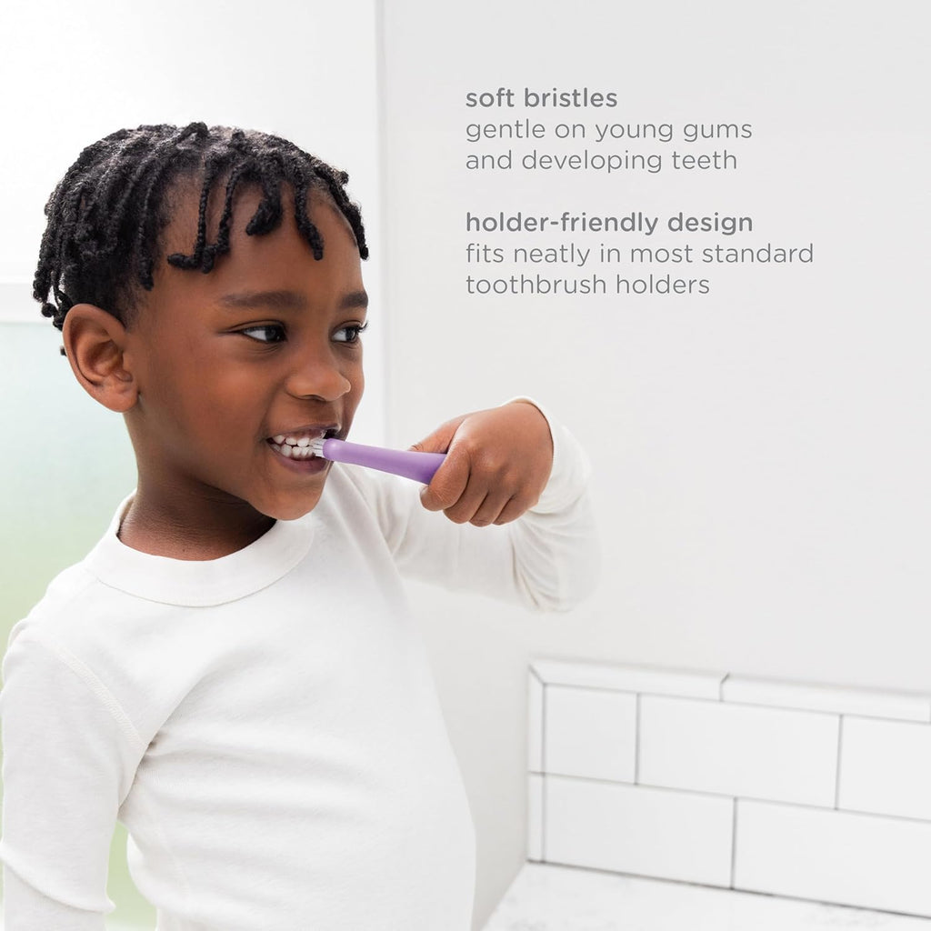 Ubbi Grow With Me Toothbrush Set - Silicone Finger Brush & 360° Soft Bristled Toothbrush | Smoothie Purple