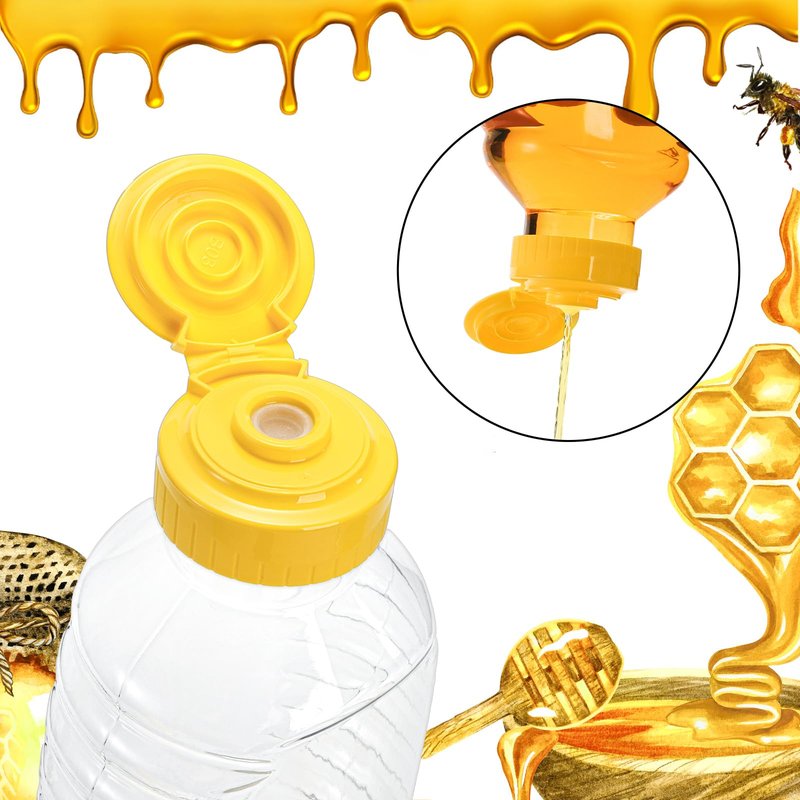 Bekith 16 Pack Plastic Empty Honey Bottle, 12 Fluid Oz Honey Squeeze Bottle with Leak Proof Flip-top Caps, Refillable Food Grade Honey Container for Storing and Dispensing