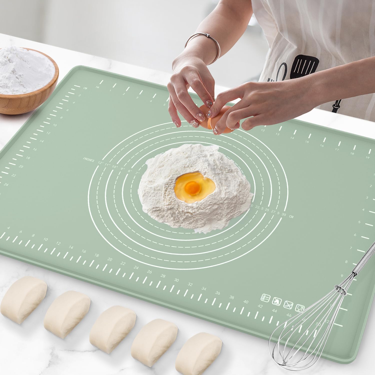 Silicone Baking Mat by [Brand Name] - Extra Thick Non-Stick Dough Rolling Mat 28" x 20" with Measurements