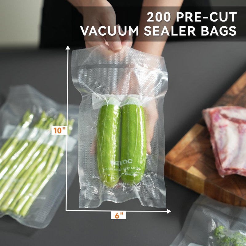 Wevac 6” x 10” 200 Count Food Vacuum Sealer Bags Keeper, PreCut Pint, Ideal for Food Saver, BPA Free, Commercial Grade, Great for storage, meal prep and Sous Vide