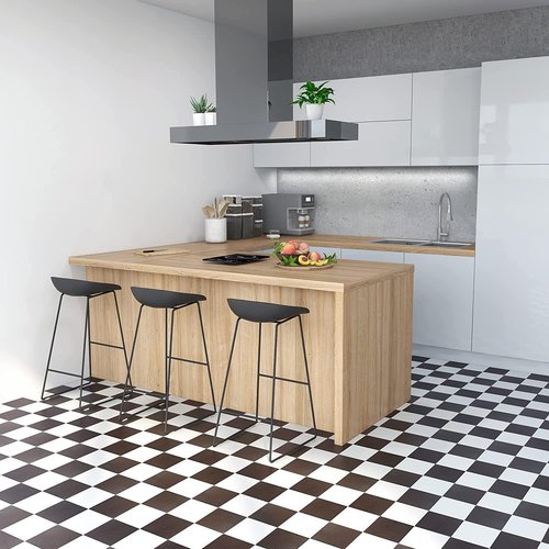 Achim Home Decor Nexus Self-Adhesive Vinyl Floor Tiles - 12" x 12", Black/White Pattern | Easy Peel & Stick DIY Flooring for Any Room