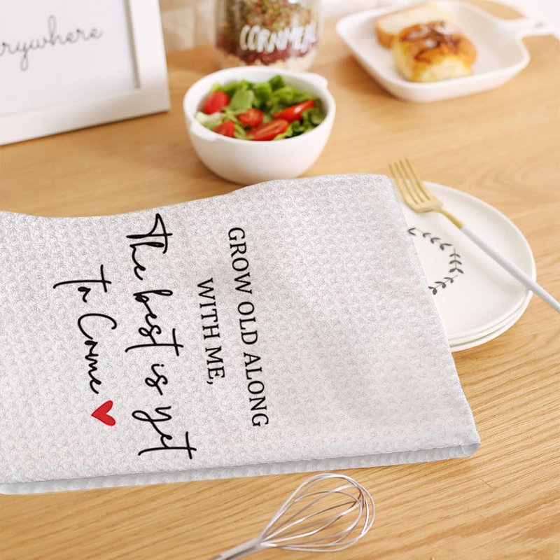 HIWX The Best is Yet to Come Couple Decorative Kitchen Towels Hand Towel, Engagement Wedding Gifts for Engaged Couples Him Her, Valentine's Day Hand Towels Dish Towel for Kitchen Bathroom Decor 16x24