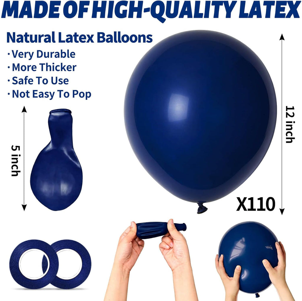 Navy Blue Latex Balloons by [Brand Name] - 12 Inch, 110pcs for Birthday Parties & Baby Showers