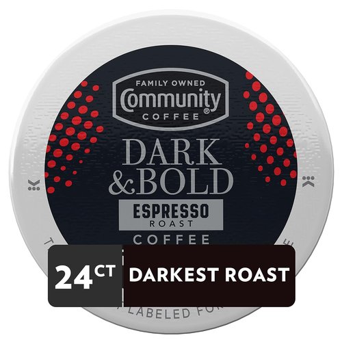Community Coffee Dark & Bold Espresso Roast Pods - 24 Count for Keurig 2.0 Brewers | Rich Flavor & Aroma
