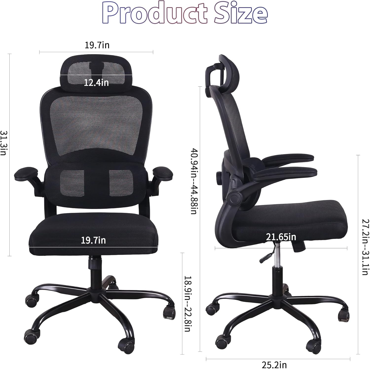 Skiennix Ergonomic Office Chair - High Back Mesh Design with Adjustable Lumbar Support & Headrest