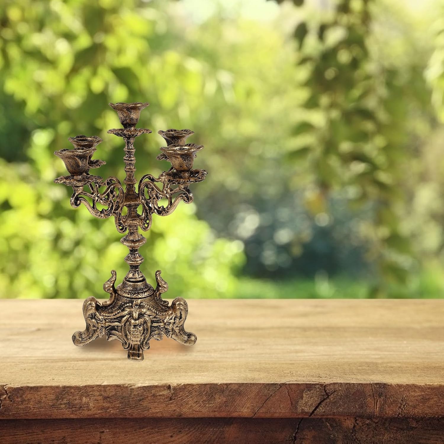 Skiennix Metal Candle Holder - 5 Arms Candelabra for Weddings & Holiday Parties | 12 Inch