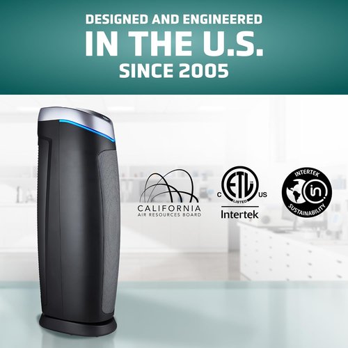 GermGuardian 5-In-1 HEPA Air Purifier - Large Room Coverage Up to 915 Sq. Ft. | UV-C Light & Odor Reduction, Gray