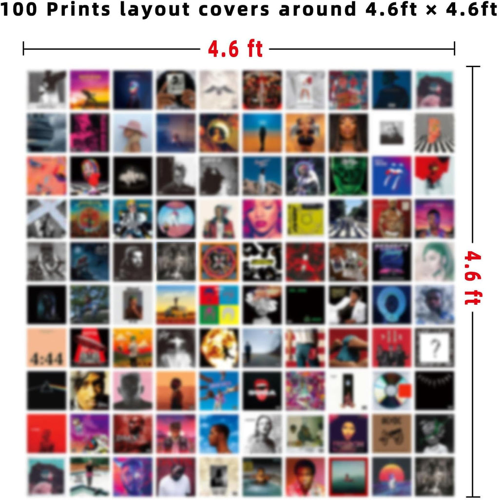 A ART·ZONE Posters Wall Collage Kit - 100 Pcs 5x5 Inch for Bedroom, Album Cover & Music Decor