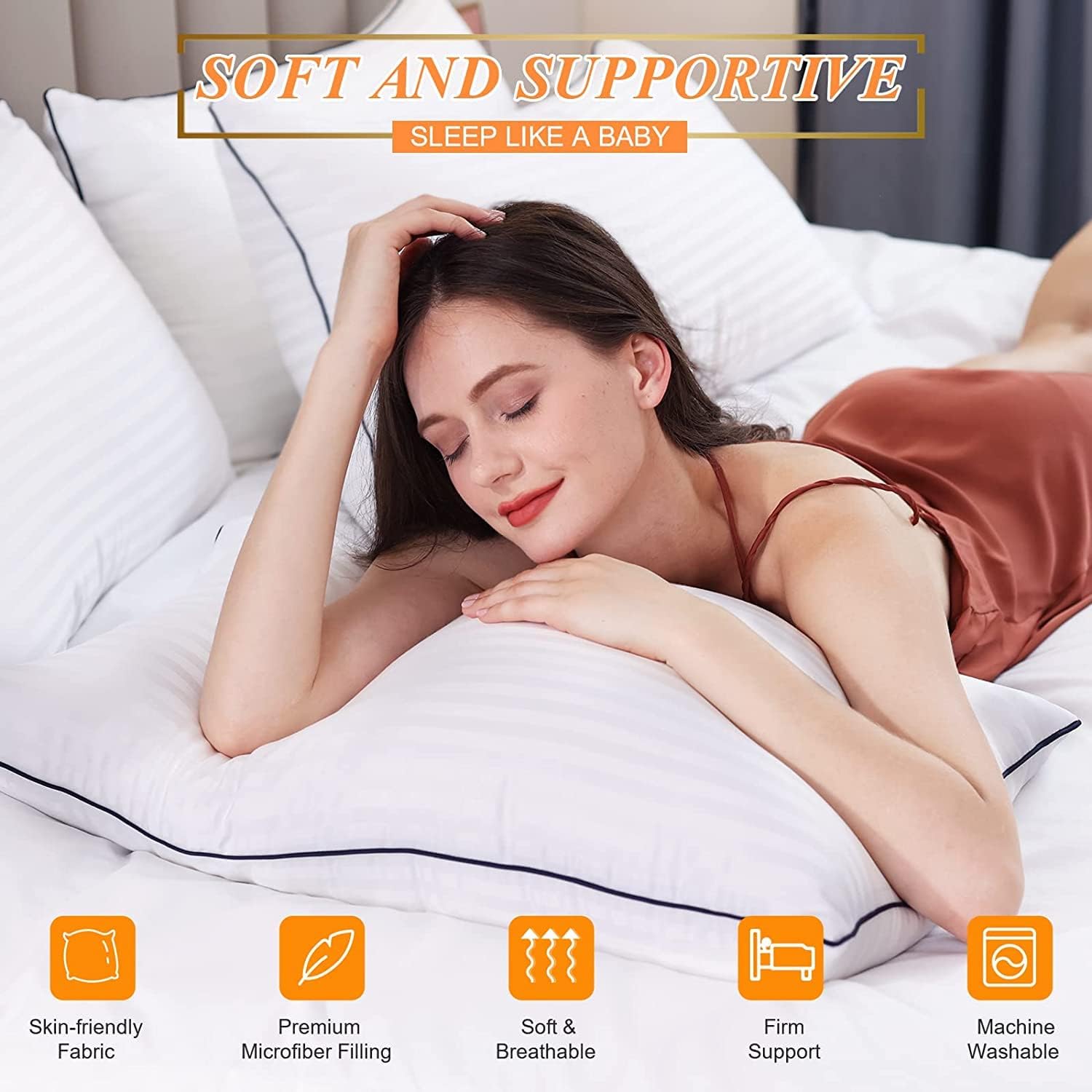 SEMZSOM King Size Bed Pillows - Set of 4 Luxury Hotel-Quality Soft Down Alternative for All Sleepers