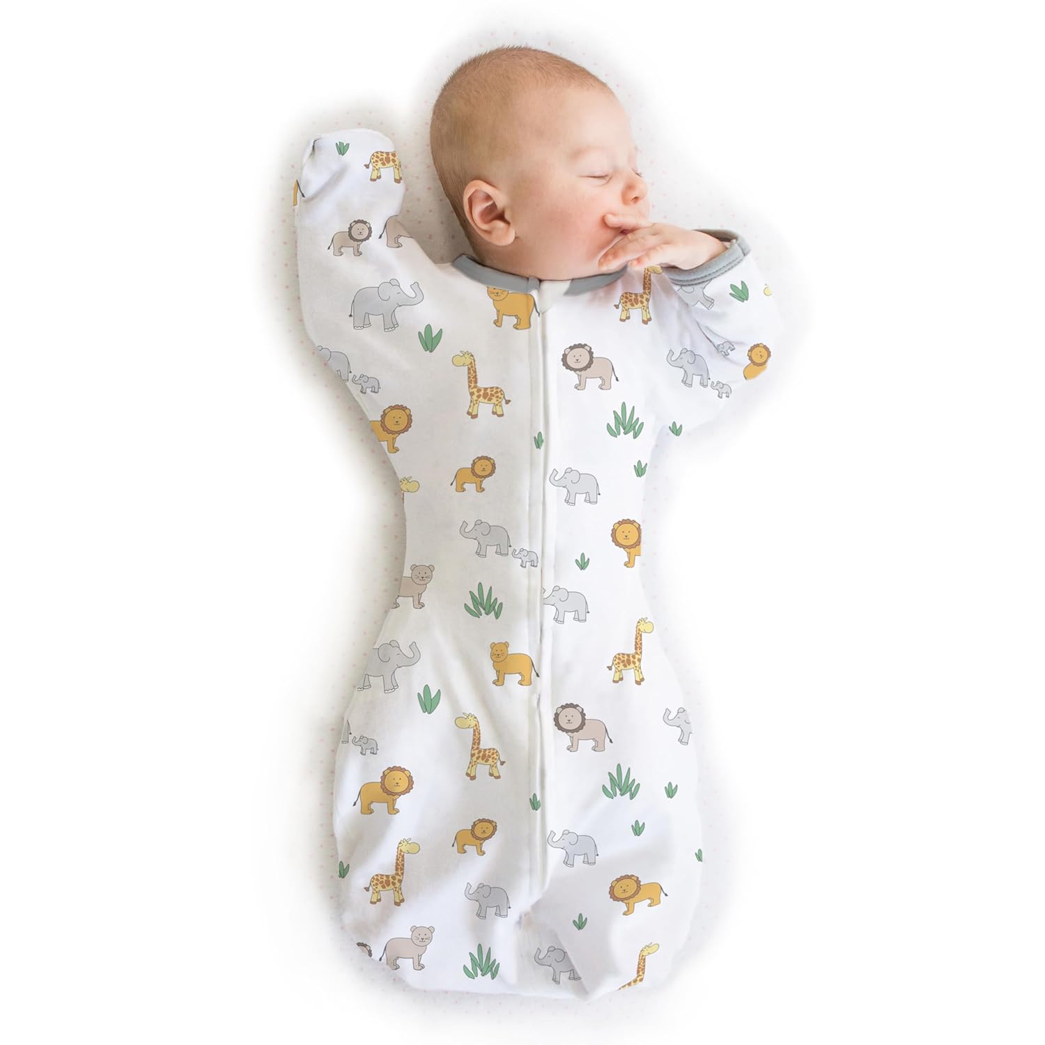 On Safari Amazing Baby Transitional Swaddle Sack - Arms Up Sleeves & Mitten Cuffs, Small 0-3 Months