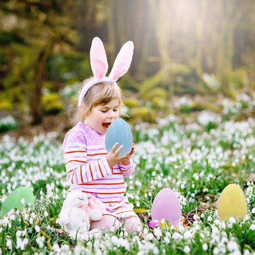 Dreidel Company Colorful Pastel Fillable Easter Eggs - 8" Giant Plastic Eggs (4-Pack) for Egg Hunts