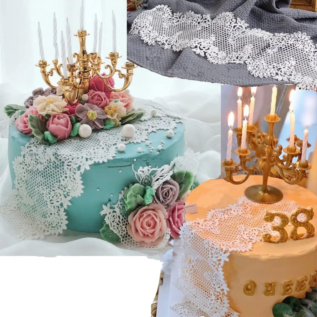 Anyana 12" sugar edible floral French Empire lace cake silicone Embossing Mat Texture fondant impression lace mat decorating mold gum paste cupcake topper icing candy imprint baking moulds craft