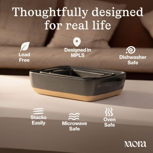 Mora Ceramic Baking Dishes Set of 2 | Versatile Casserole & Loaf Pans - 7x11 in Porcelain Bakeware