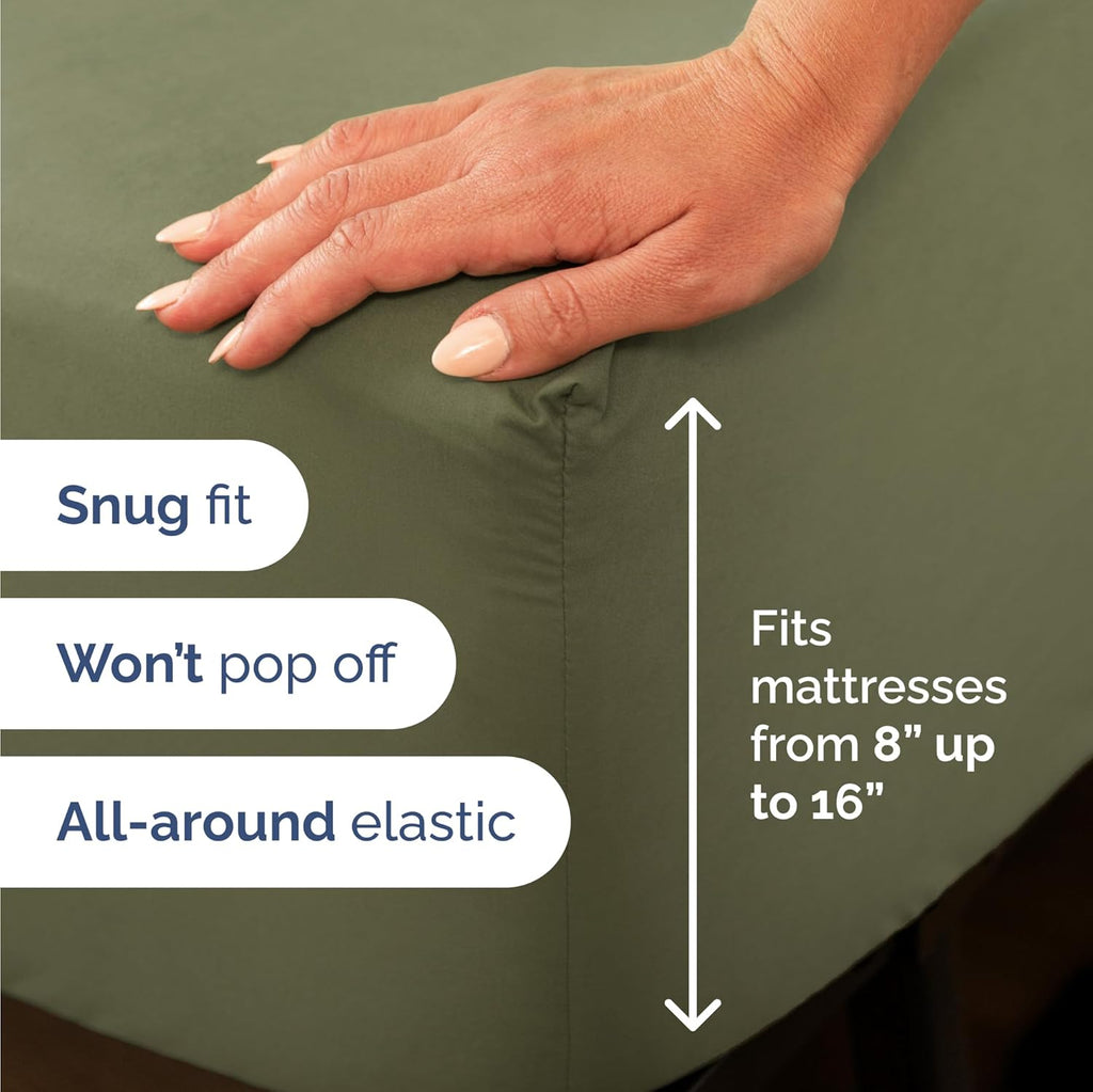 Skiennix Twin Size 3-Piece Sheet Set - Comfy Cooling Bed Sheets - Soft, Wrinkle-Free, Deep Pockets - Sage Green
