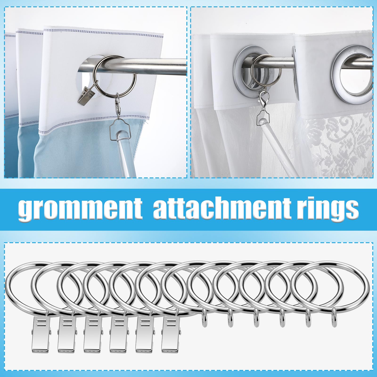 Suzile Clear Acrylic Curtain Pull Wand Clear Curtain Pull Rod for Opening Closing Curtains Universal Drapery Pull Rod with Metal Snap Invisible(6 Pack,36 Inch)