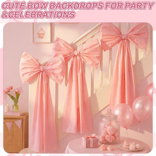 Frienda 9 Pcs Giant Bows | Large DIY Wall Decorations for Baby Showers, Weddings & Parties - Pink