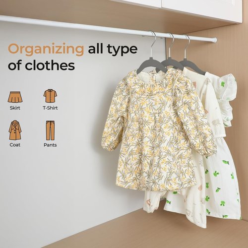 GoodtoU Velvet Baby Hangers | 20-Pack Toddler Infant Clothing Hangers - Dark Grey, Non-Slip Design