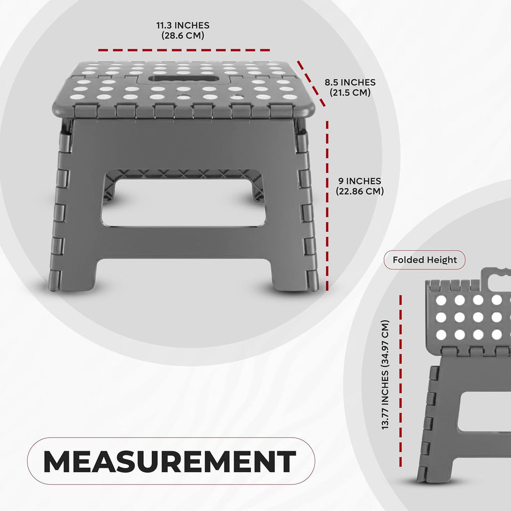 Utopia Home Folding Step Stool - 9-Inch Anti-Slip Collapsible Design - Supports Up to 300 lbs - Grey