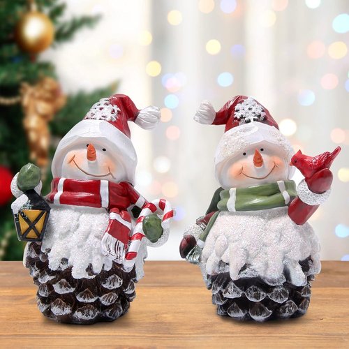 Hodao Handmade Resin Christmas Snowman Decorations - Adorable Indoor Winter Decor | Perfect Holiday Gifts