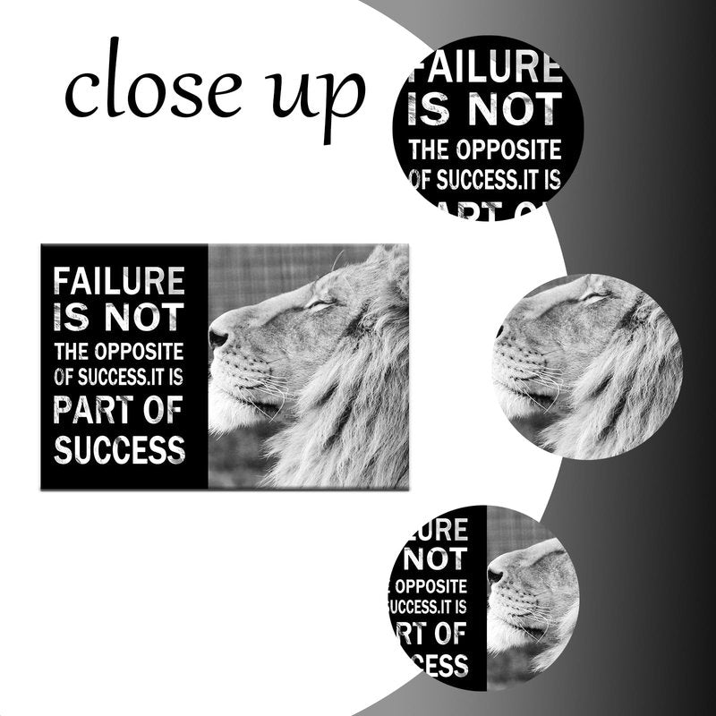 Inspirational Lion Poster Wall Art Black and White Animal Motivational Quotes Print on Canvas Painting Picture Artwork for Modern Home Living Room Gym Wall Decoration Ready to Hang [36''W x 24''H]