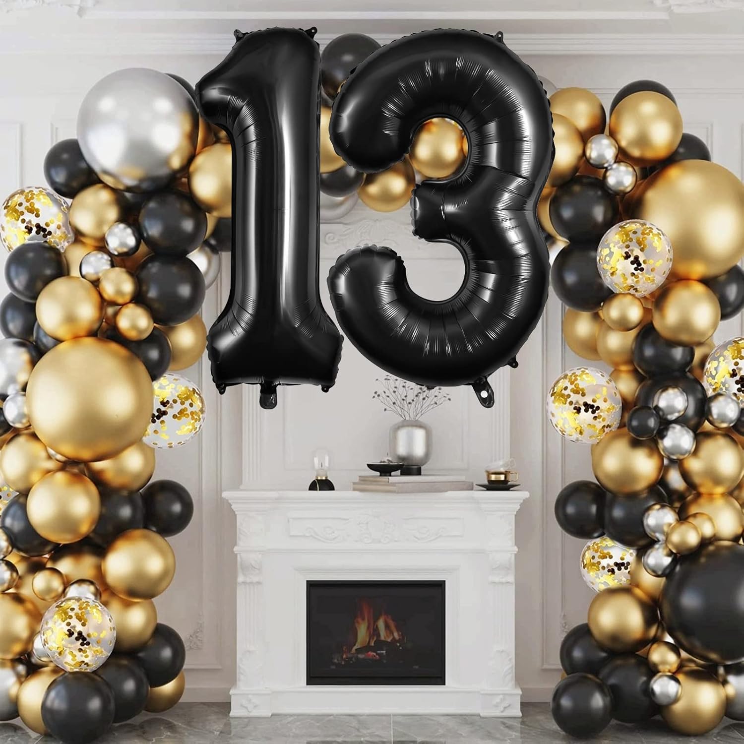 Skiennix 40-Inch Large Foil Number Balloons - 13 or 31 for Birthday & Anniversary Celebrations | Black