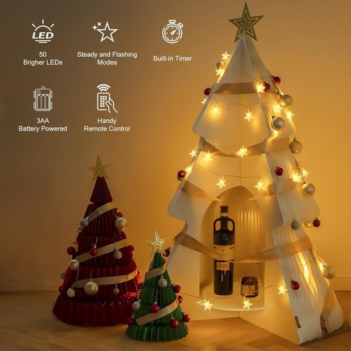 Brightown Star String Lights - 33ft 100 LED Battery Operated Fairy Lights with Remote | Warm White for Indoor/Outdoor Decor