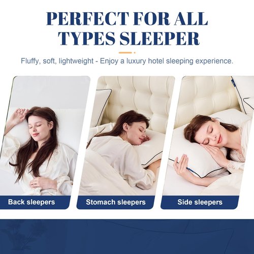 Mosluna Feather Down Pillows King Size Set of 2, Luxury Hotel Collection Bed Pillow 2 Pack, Airyfil™ Powered Fillings & Feathers Pillow，Fluffy Plush for Side Sleepers, Medium Firm, 20x36 in.